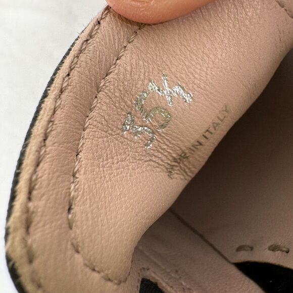 Miu Miu Womens Skate Shoes Black Leather Slip On Metal Cap Toe Size 35.5 Flats - Picture 9 of 10